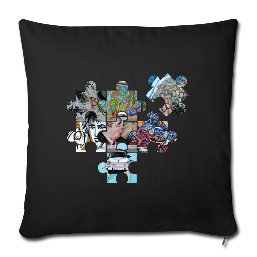 Berliner Mauer Puzzle - Sofakissen mit Füllung (45 x 45 cm) - Schwarz