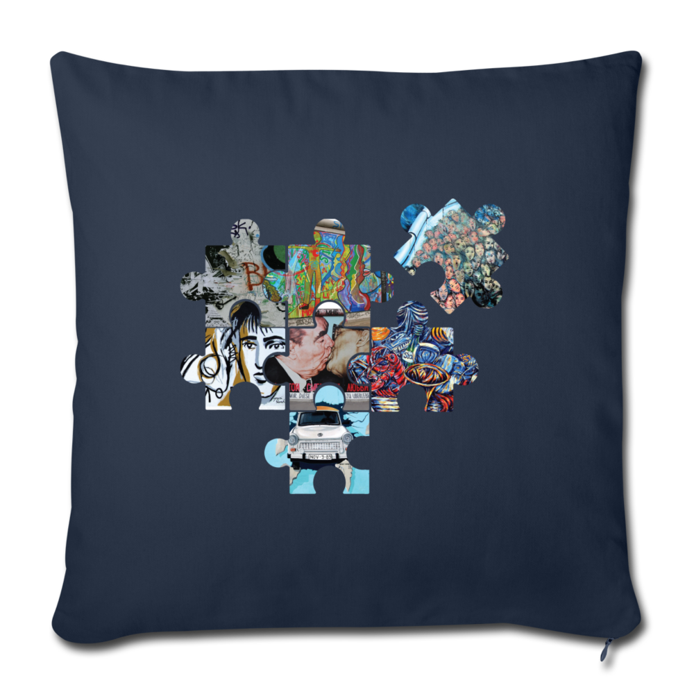 Berliner Mauer Puzzle - Sofakissen mit Füllung (45 x 45 cm) - Navy
