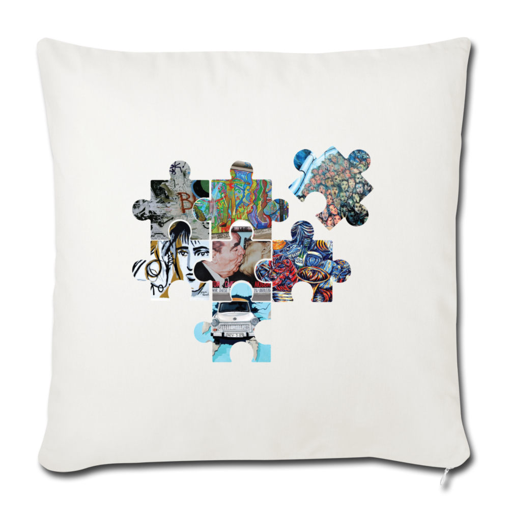 Berliner Mauer Puzzle - Sofakissen mit Füllung (45 x 45 cm) - Naturweiß