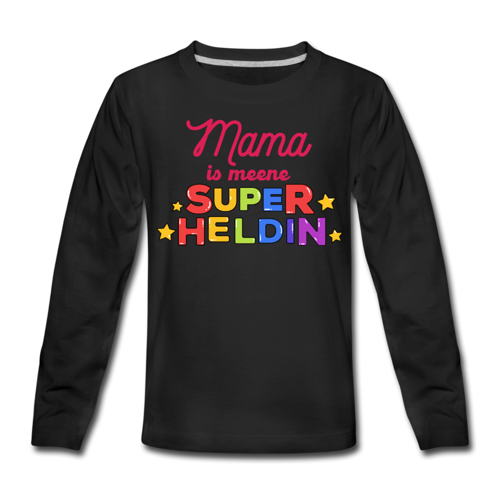 Meene Heldin - Kinder Langarmshirt - Schwarz