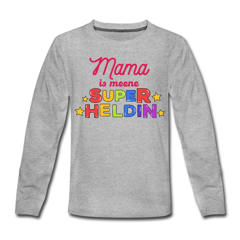 Meene Heldin - Kinder Langarmshirt - Grau meliert