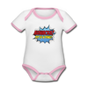 Auwacka! - Baby Bio-Kurzarm-Kontrastbody - Weiß/Rose