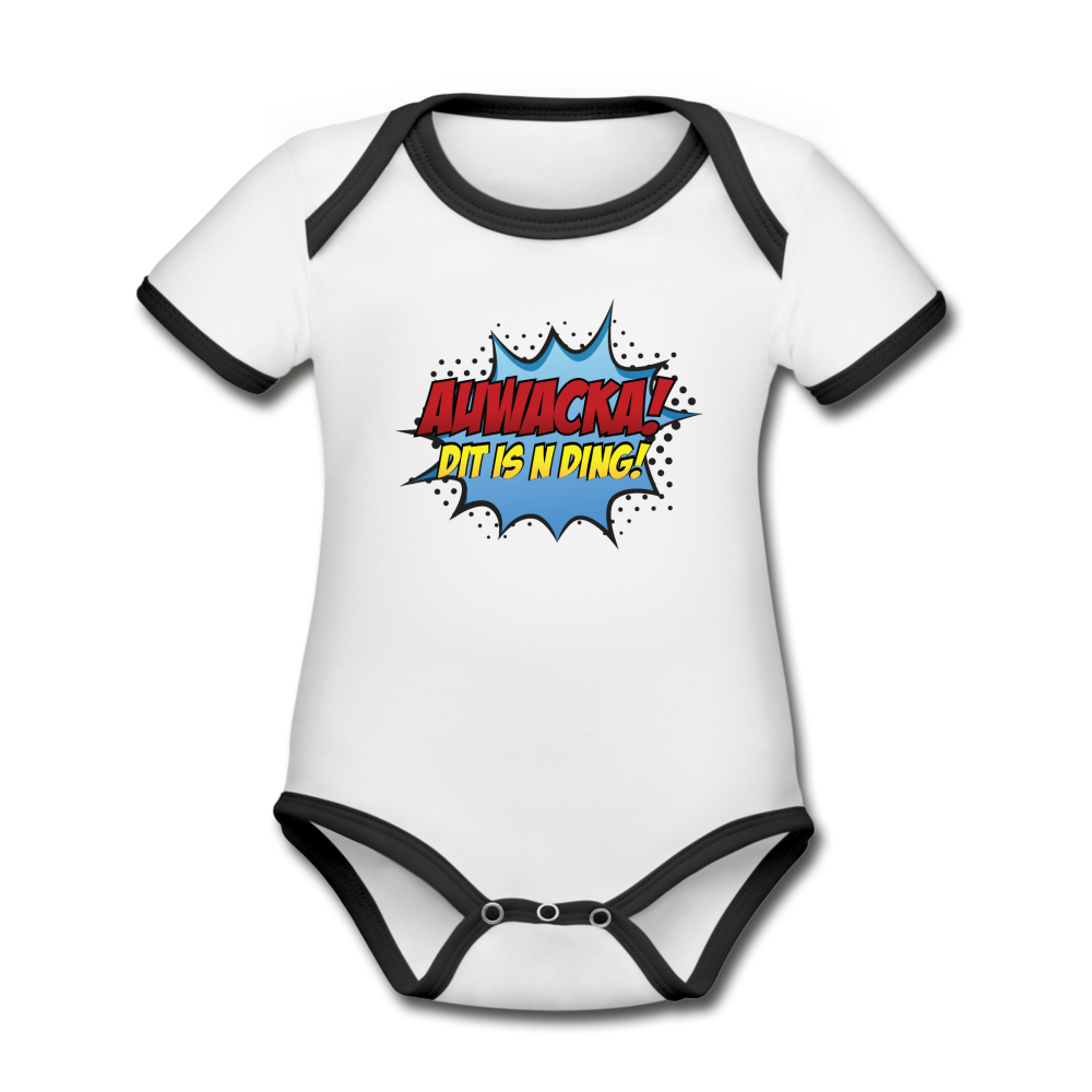 Auwacka! - Baby Bio-Kurzarm-Kontrastbody - Weiß/Schwarz