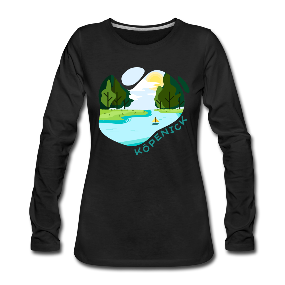 Köpenick am Wasser - Frauen Premium Langarmshirt - Schwarz