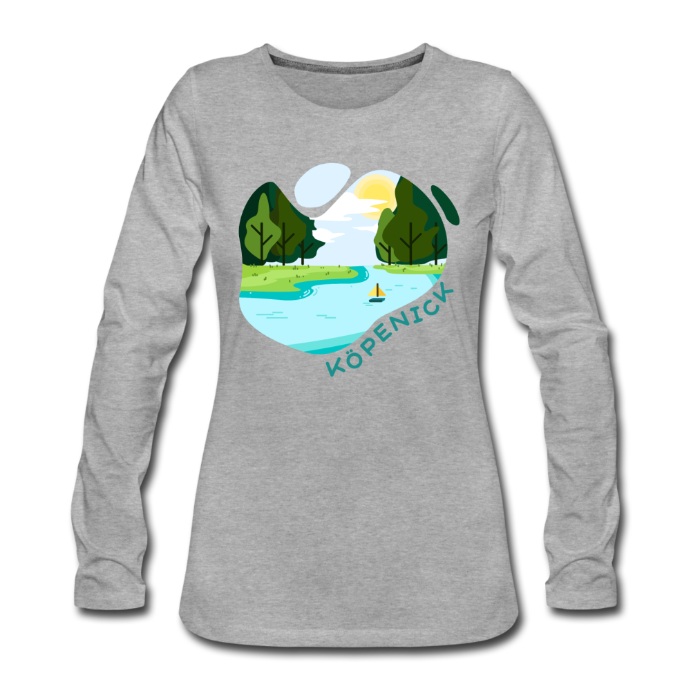 Köpenick am Wasser - Frauen Premium Langarmshirt - Grau meliert