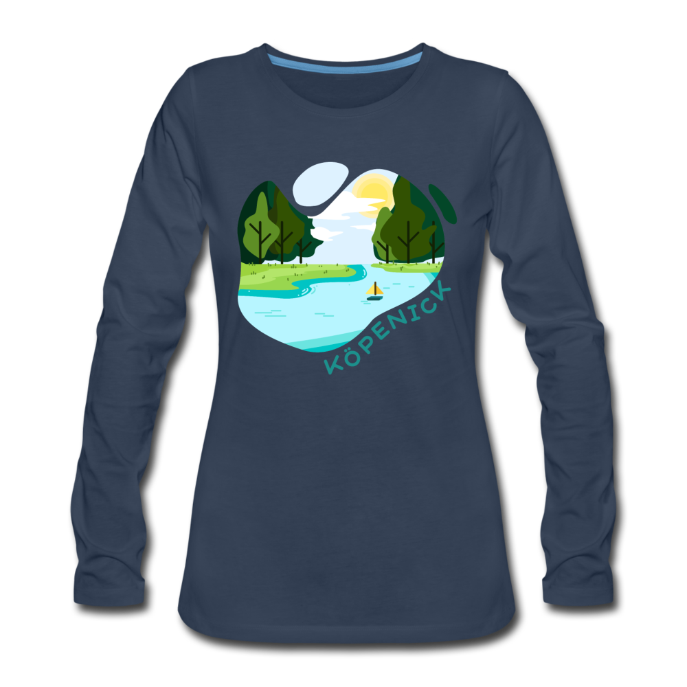 Köpenick am Wasser - Frauen Premium Langarmshirt - Navy