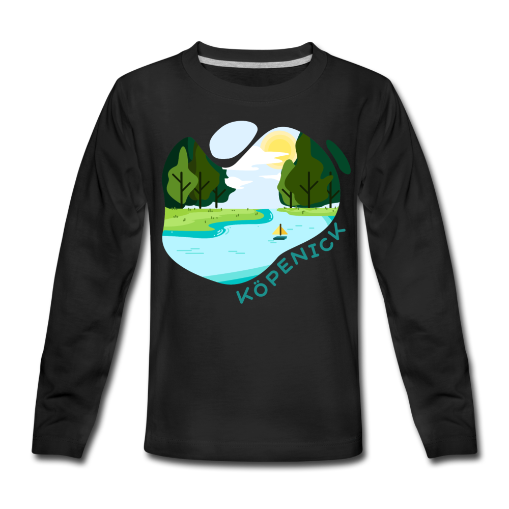 Köpenick am Wasser - Kinder Langarmshirt - Schwarz