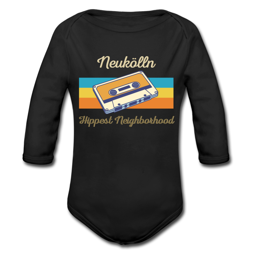 Hippes Neukölln - Bio-Langarmbody - Schwarz