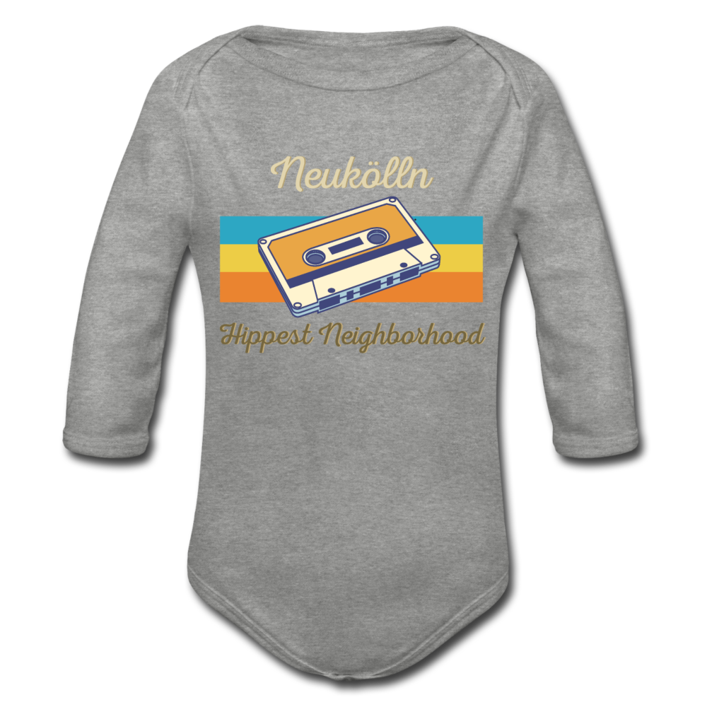 Hippes Neukölln - Bio-Langarmbody - Grau meliert