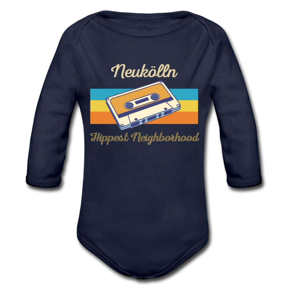 Hippes Neukölln - Bio-Langarmbody - Dunkelnavy
