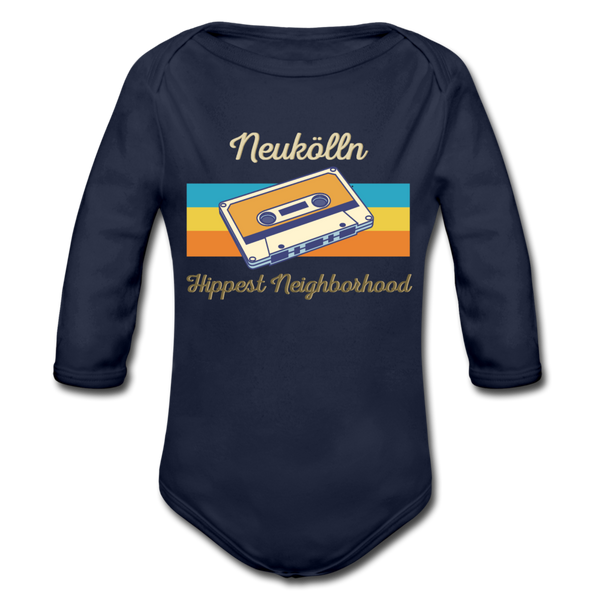 Hippes Neukölln - Bio-Langarmbody - Dunkelnavy