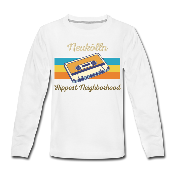 Hippes Neukölln - Kinder Langarmshirt - Weiß