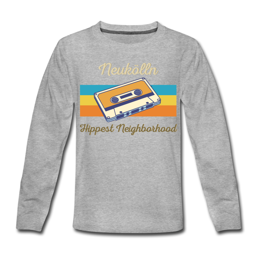 Hippes Neukölln - Kinder Langarmshirt - Grau meliert