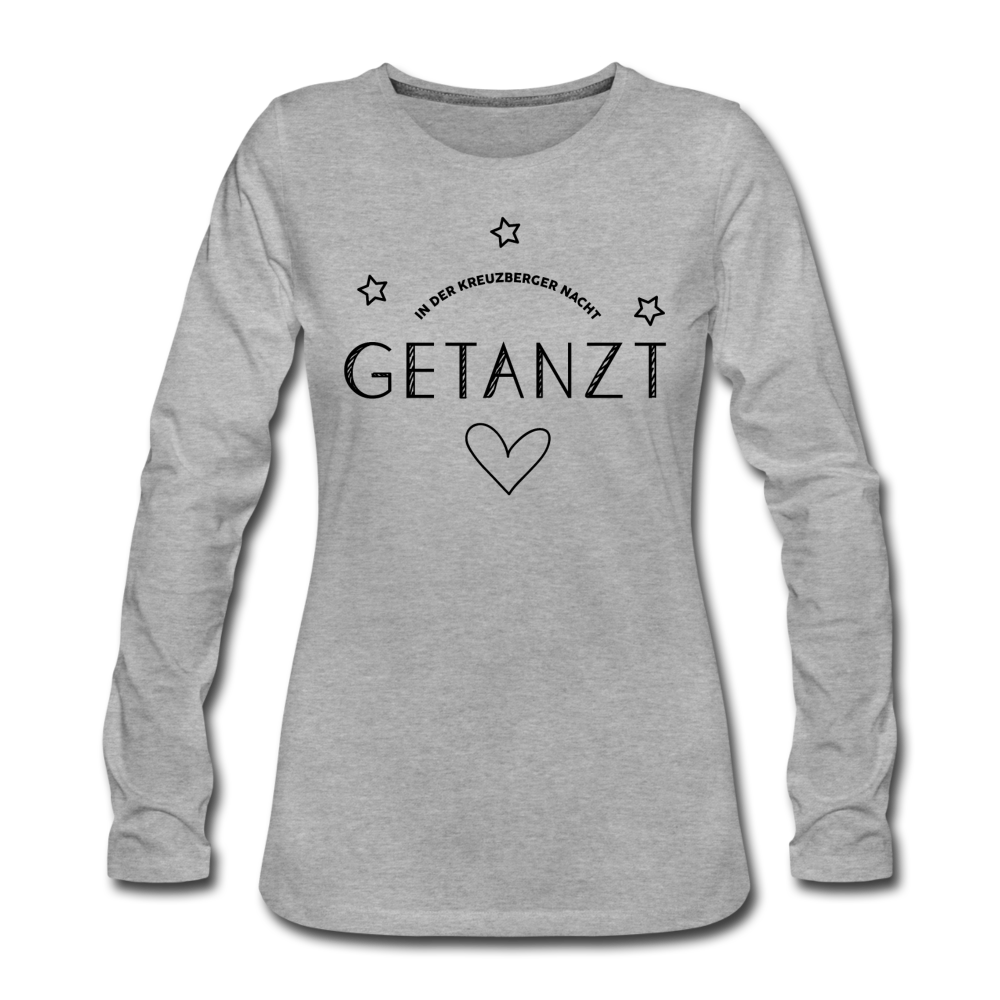 Getanzt in der Kreuzberger Nacht - Frauen Premium Langarmshirt - Grau meliert