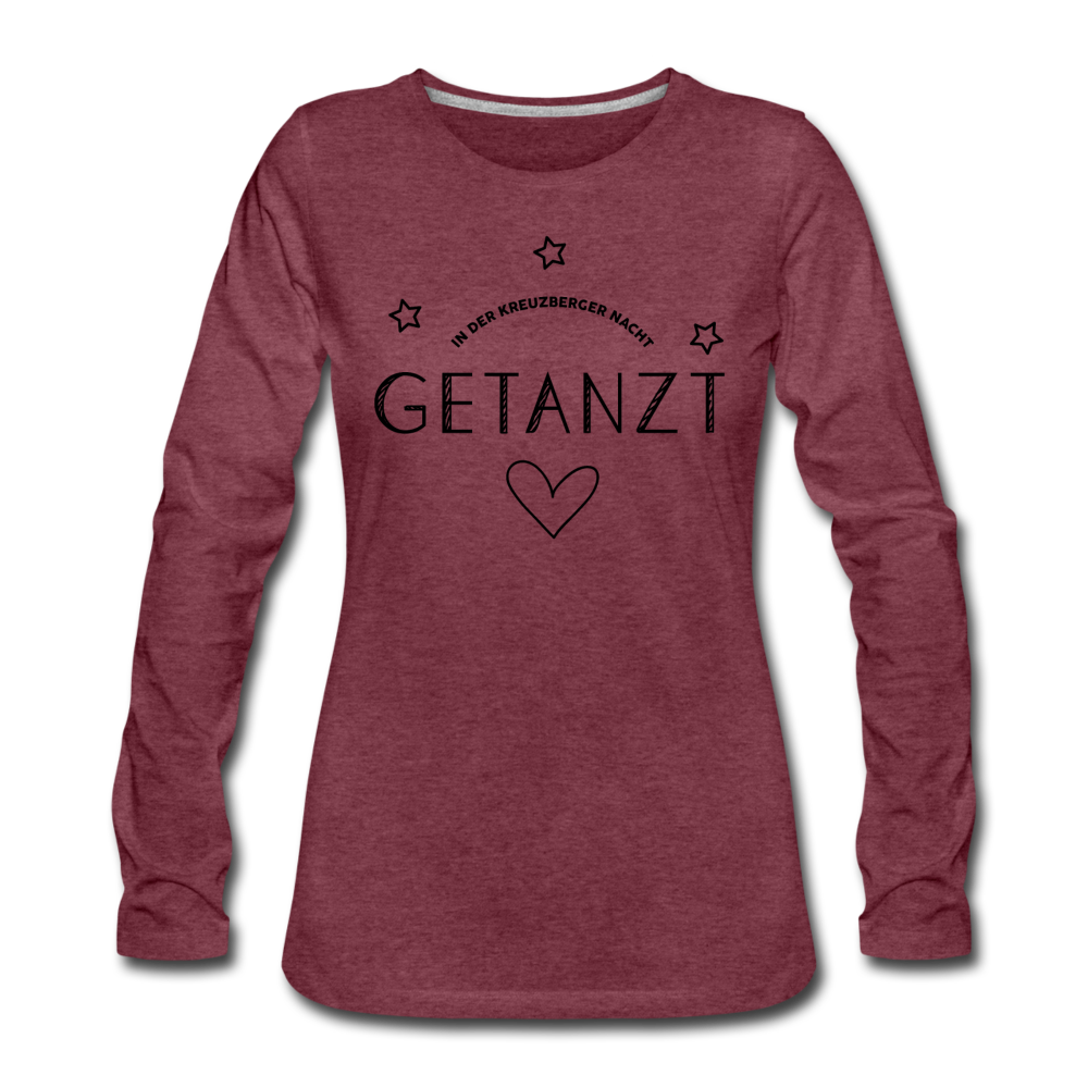 Getanzt in der Kreuzberger Nacht - Frauen Premium Langarmshirt - Bordeauxrot meliert