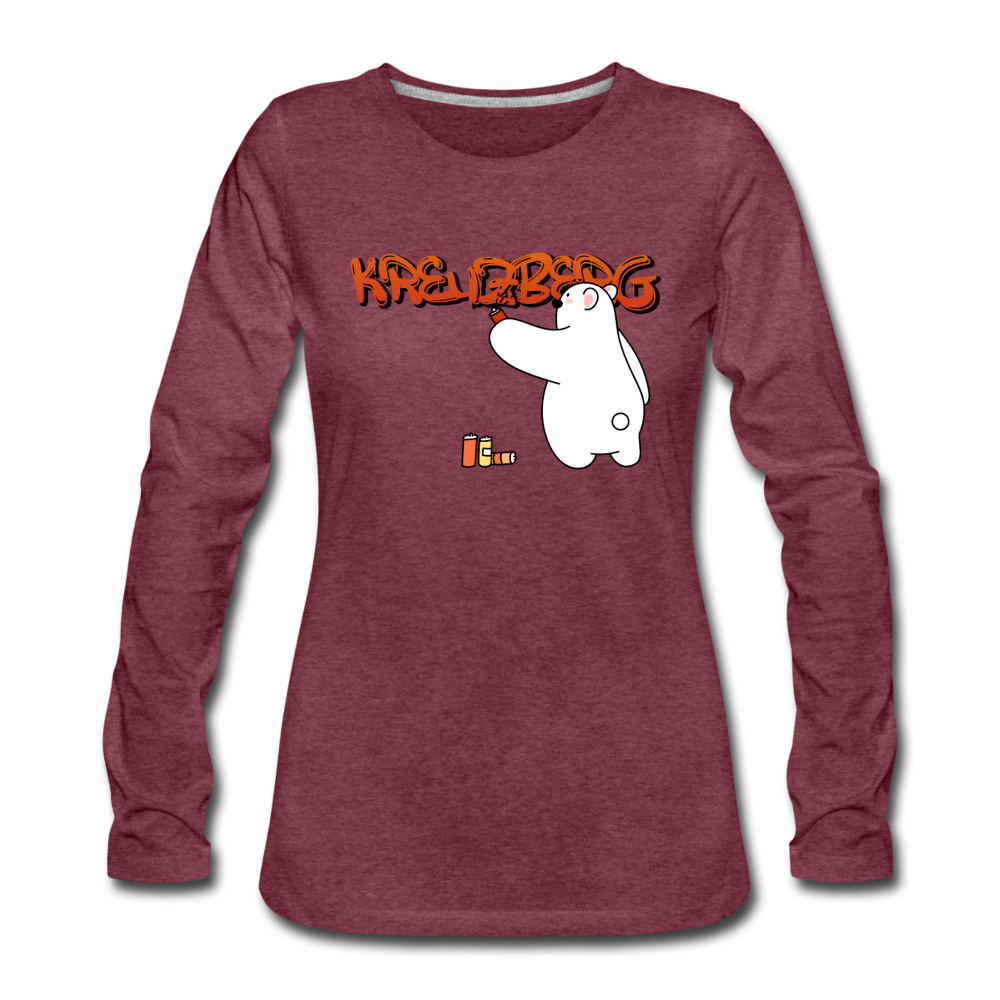 Kreuzberg Graffiti - Frauen Premium Langarmshirt - Bordeauxrot meliert