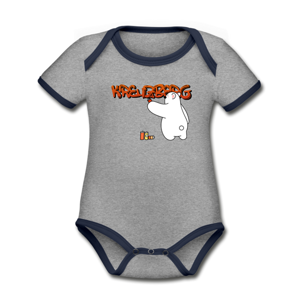 Kreuzberg Graffiti - Baby Bio-Kurzarm-Kontrastbody - Grau meliert/Navy