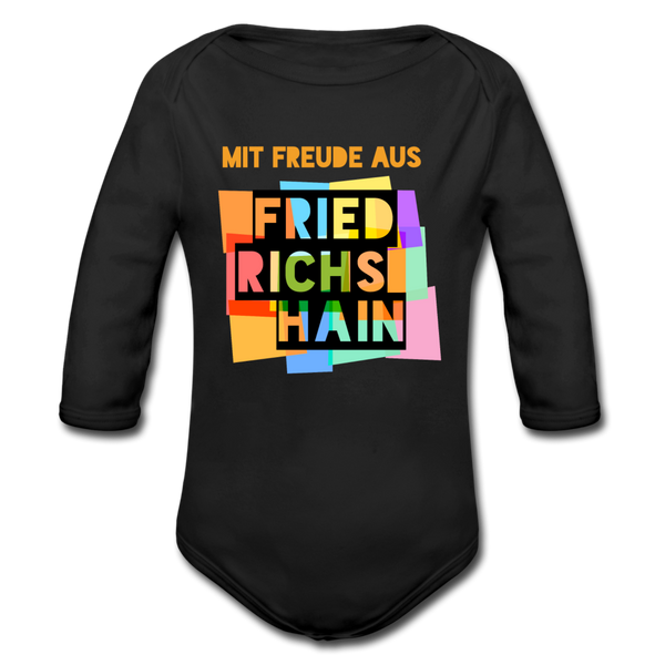 Freude aus Friedrichshain - Bio-Langarmbody - Schwarz