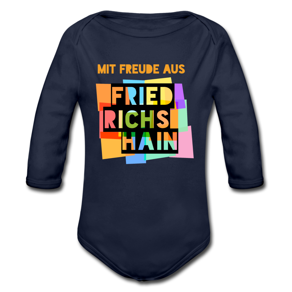 Freude aus Friedrichshain - Bio-Langarmbody - Dunkelnavy