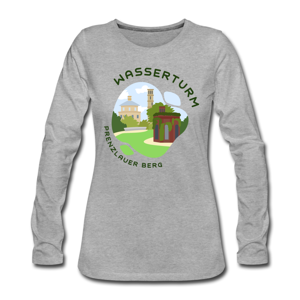 Wasserturm Prenzlauer Berg - Frauen Premium Langarmshirt - Grau meliert