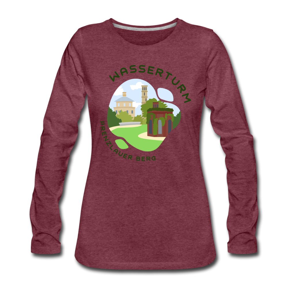 Wasserturm Prenzlauer Berg - Frauen Premium Langarmshirt - Bordeauxrot meliert