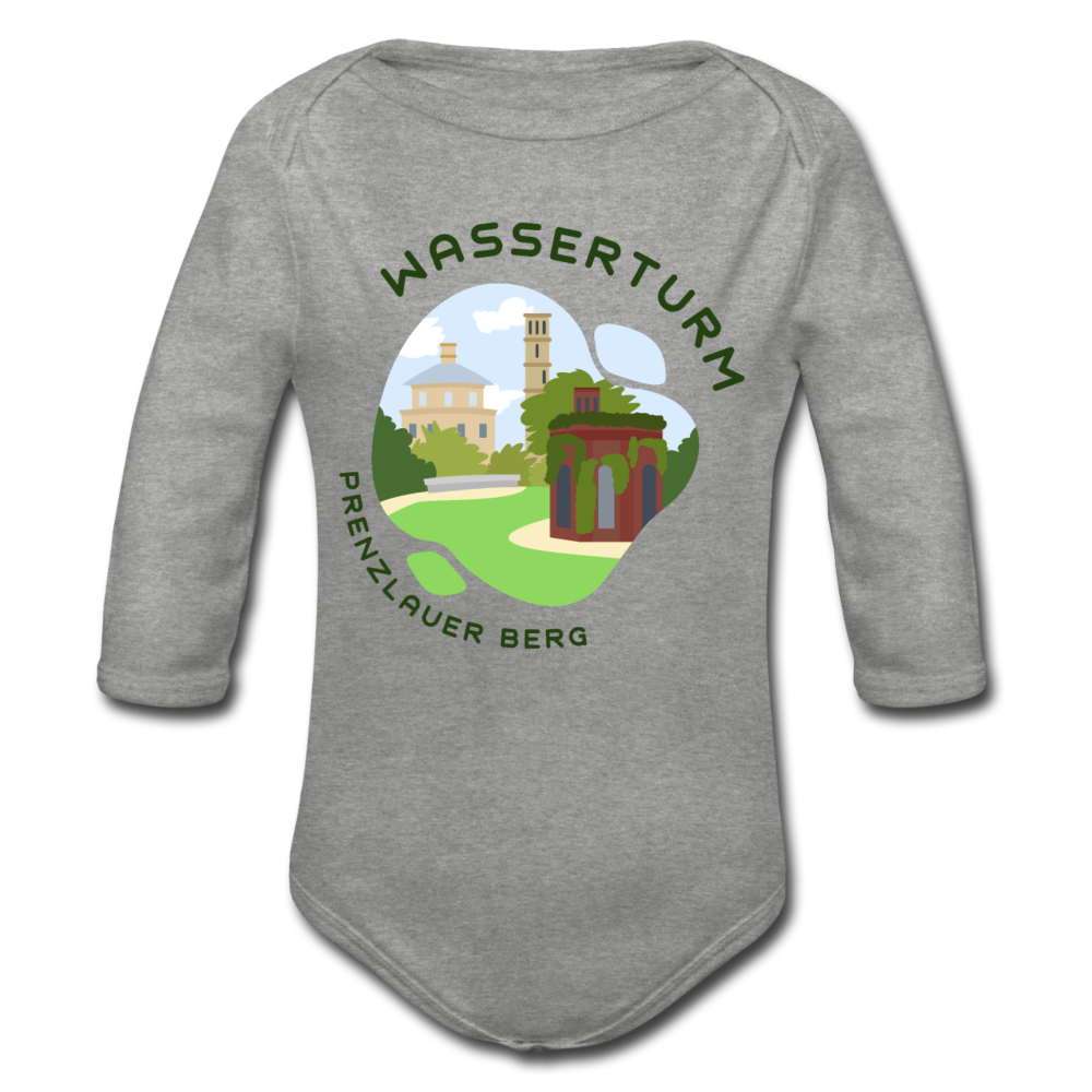 Wasserturm Prenzlauer Berg - Bio-Langarmbody - Grau meliert