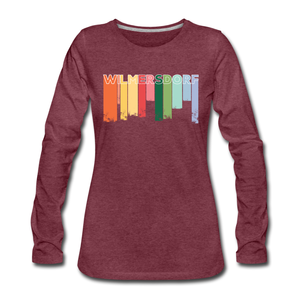 Wilmersdorf Regen - Frauen Premium Langarmshirt - Bordeauxrot meliert