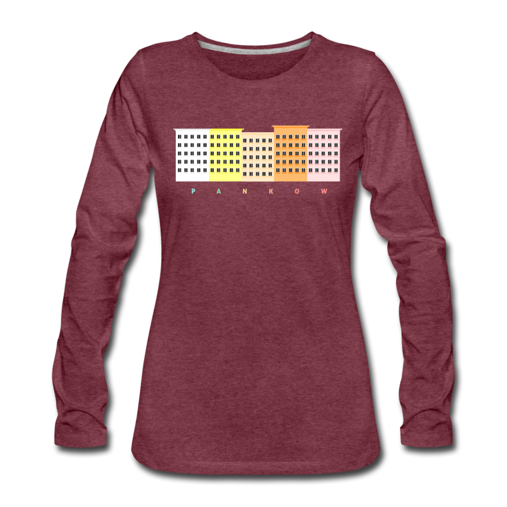 Wohnraum Pankow - Frauen Premium Langarmshirt - Bordeauxrot meliert