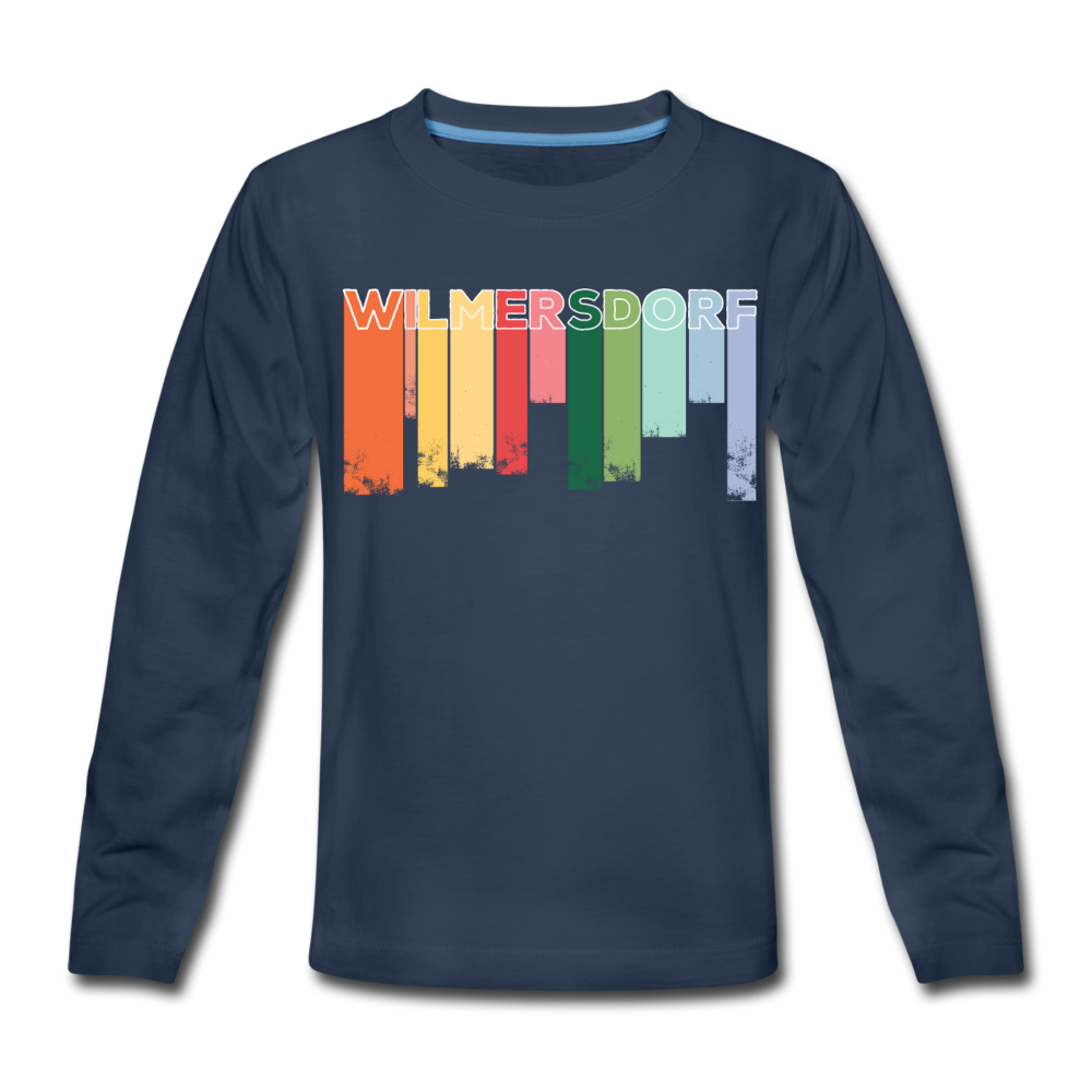 Wilmersdorf Regen - Kinder Langarmshirt - Navy