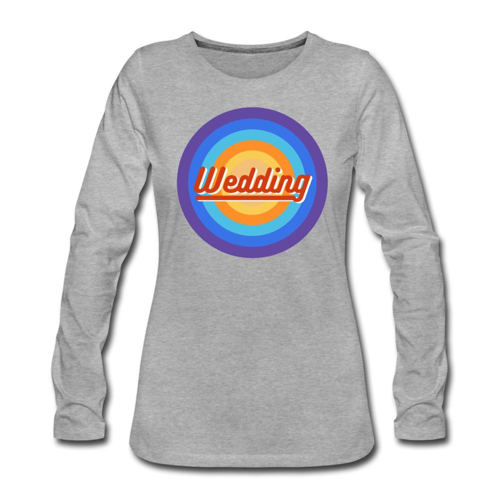Wedding Retro - Frauen Premium Langarmshirt - Grau meliert