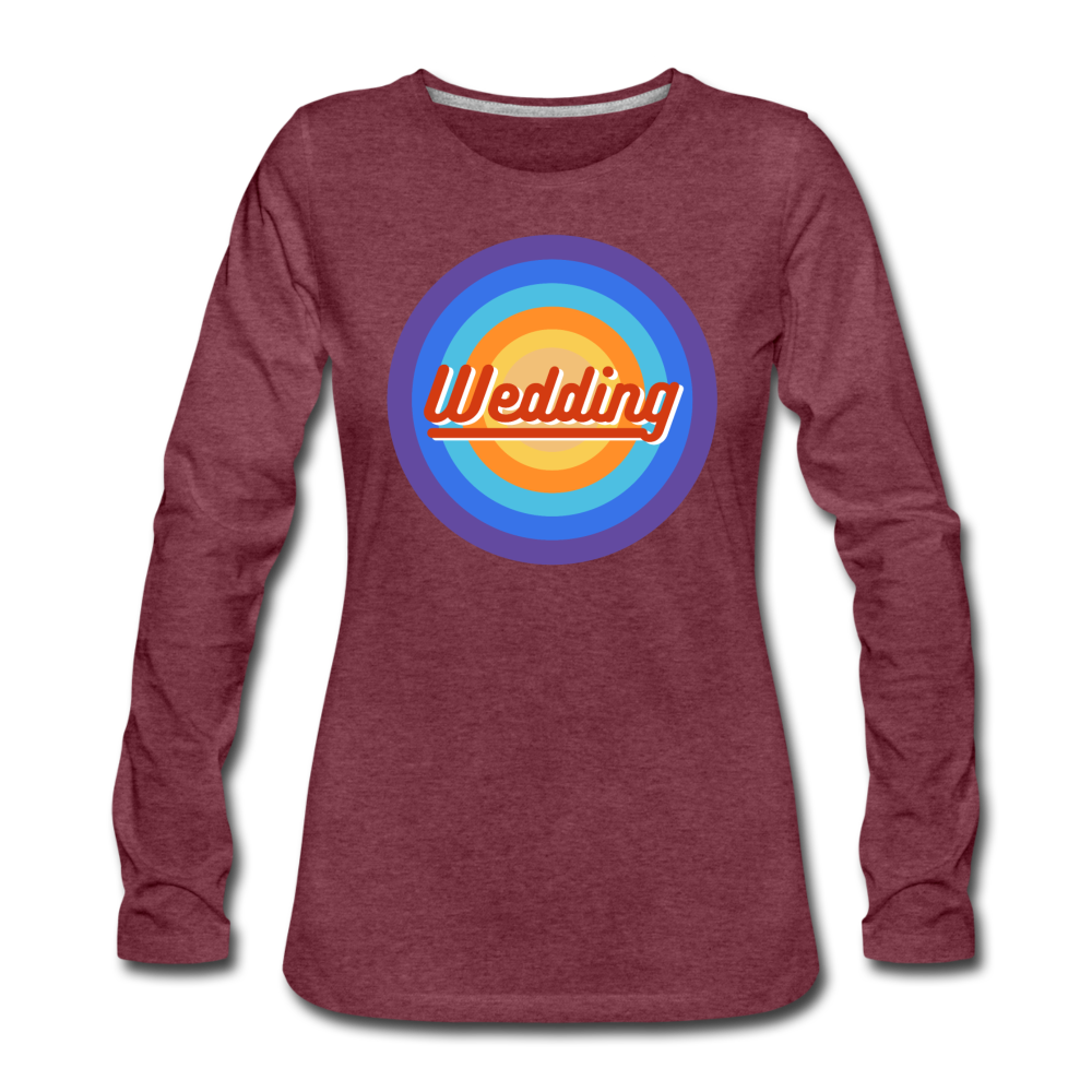 Wedding Retro - Frauen Premium Langarmshirt - Bordeauxrot meliert