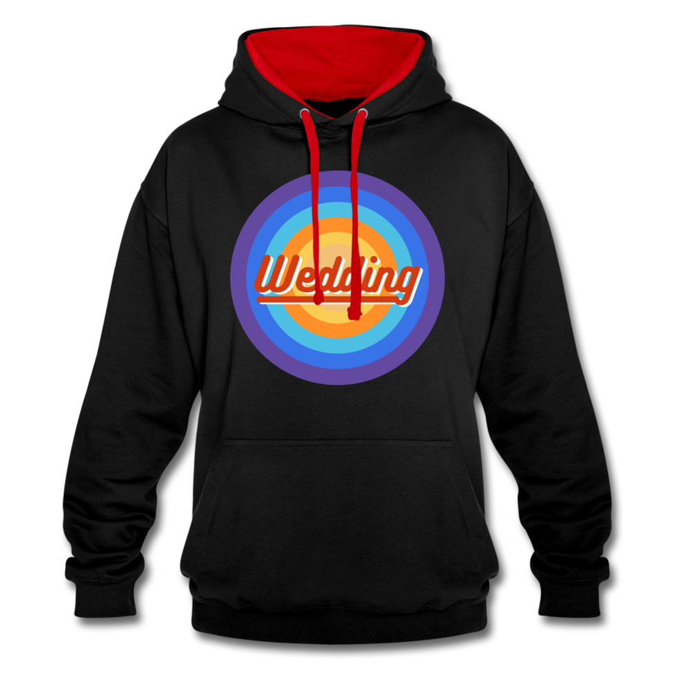 Wedding Retro - Kontrast Hoodie - Schwarz/Rot