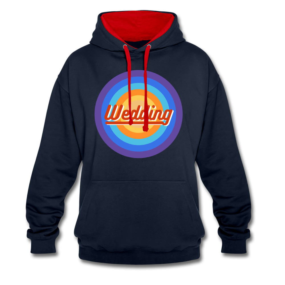 Wedding Retro - Kontrast Hoodie - Navy/Rot