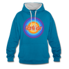 Wedding Retro - Kontrast Hoodie - Pfauenblau/Grau meliert