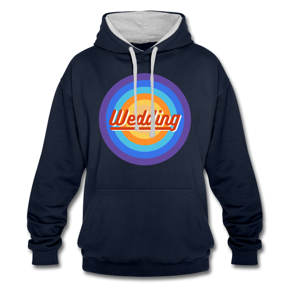 Wedding Retro - Kontrast Hoodie - Navy/Grau meliert