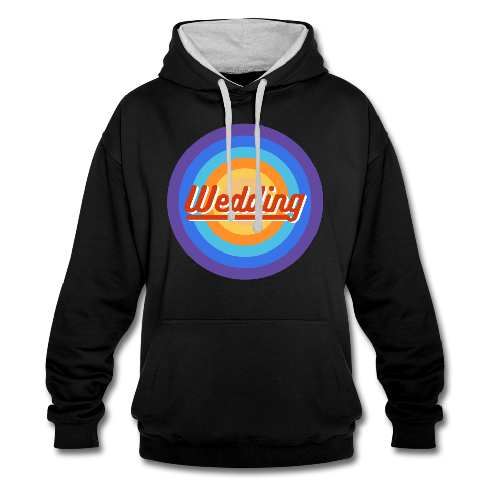 Wedding Retro - Kontrast Hoodie - Schwarz/Grau meliert