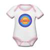 Wedding Retro - Baby Bio-Kurzarm-Kontrastbody - Weiß/Rose