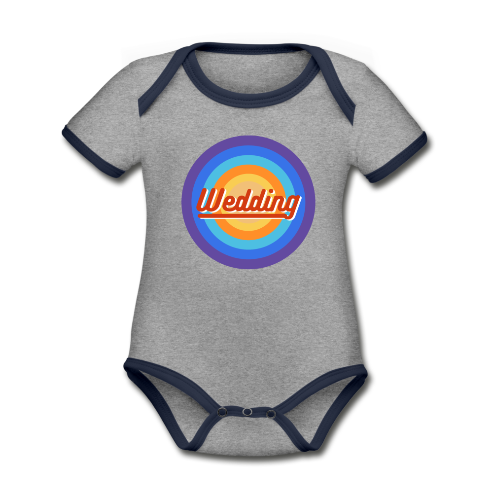 Wedding Retro - Baby Bio-Kurzarm-Kontrastbody - Grau meliert/Navy