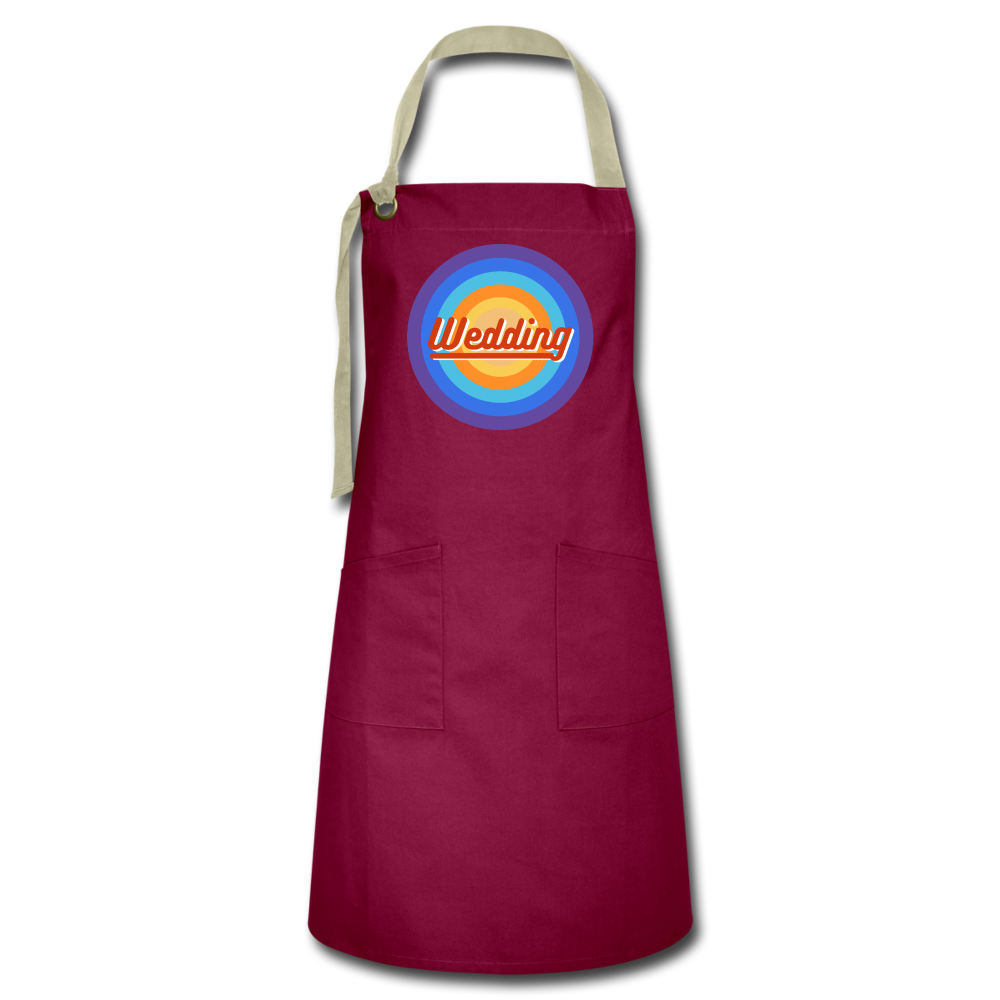 Wedding Retro - Kontrastschürze - Burgunderrot / Sandfarben