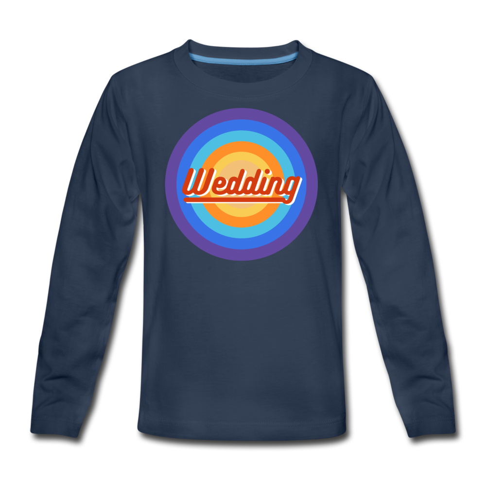 Wedding Retro - Teenager Langarmshirt - Navy