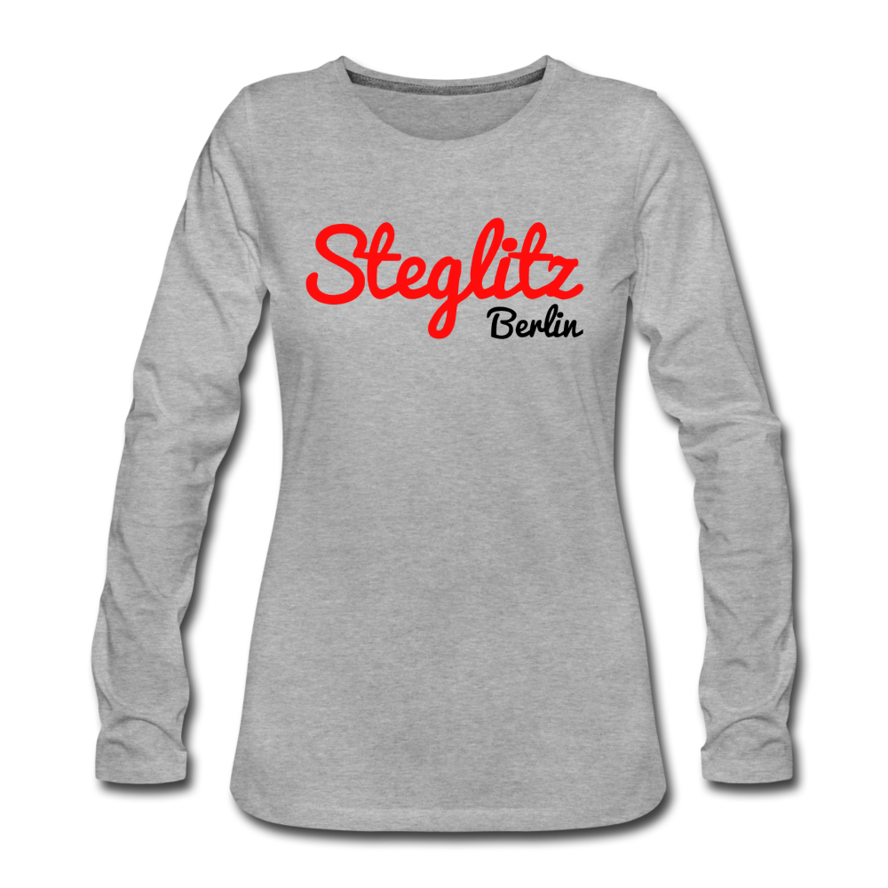 Steglitz Berlin - Frauen Premium Langarmshirt - Grau meliert