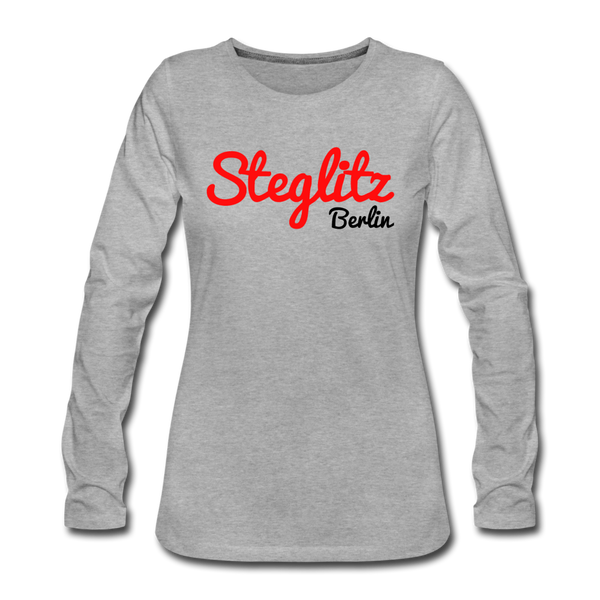 Steglitz Berlin - Frauen Premium Langarmshirt - Grau meliert