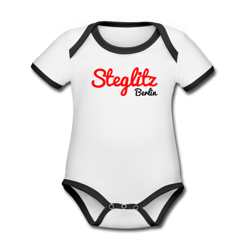 Steglitz Berlin - Baby Bio-Kurzarm-Kontrastbody - Weiß/Schwarz