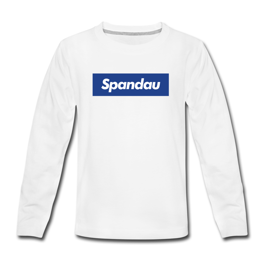 Spandau blau - Teenager Langarmshirt - Weiß