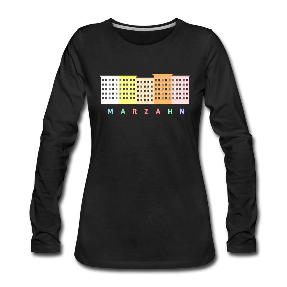Marzahn - Frauen Premium Langarmshirt - Schwarz
