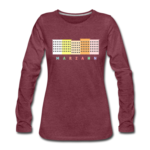 Marzahn - Frauen Premium Langarmshirt - Bordeauxrot meliert