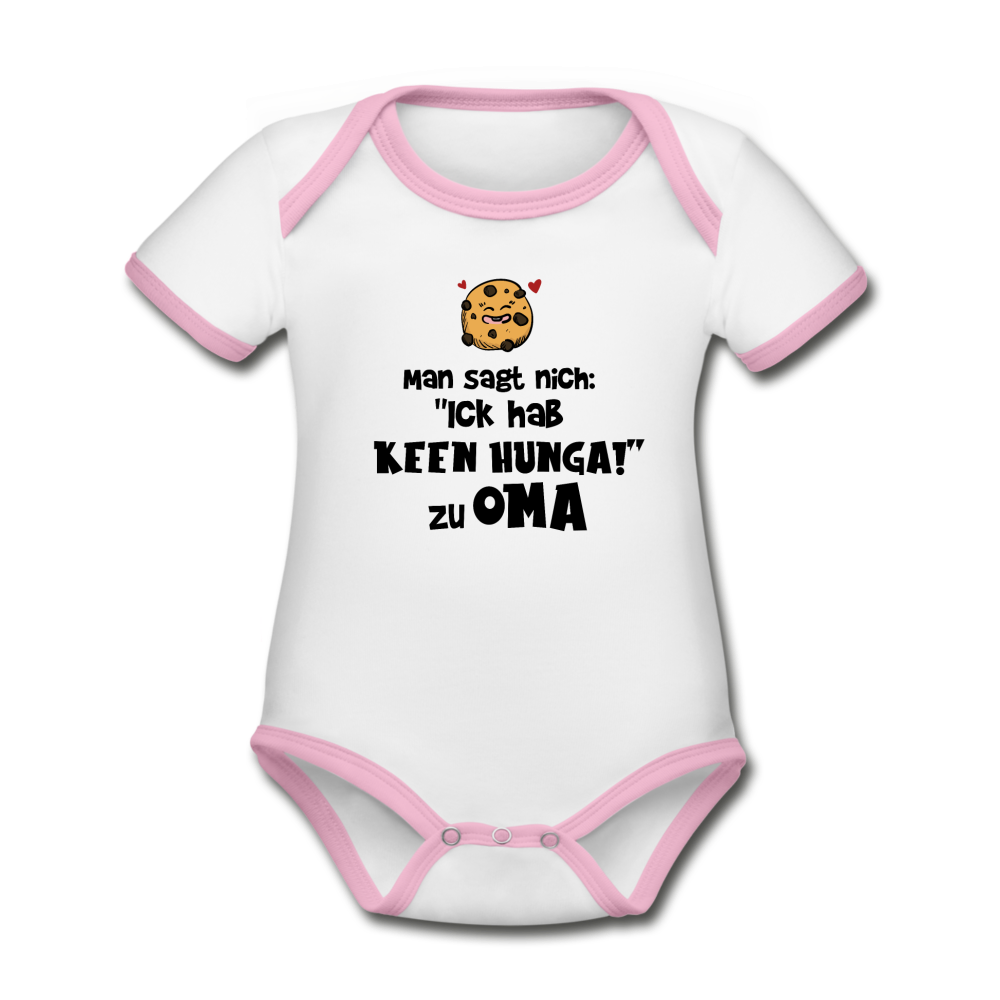 Keen Hunga - Baby Bio-Kurzarm-Kontrastbody - Weiß/Rose