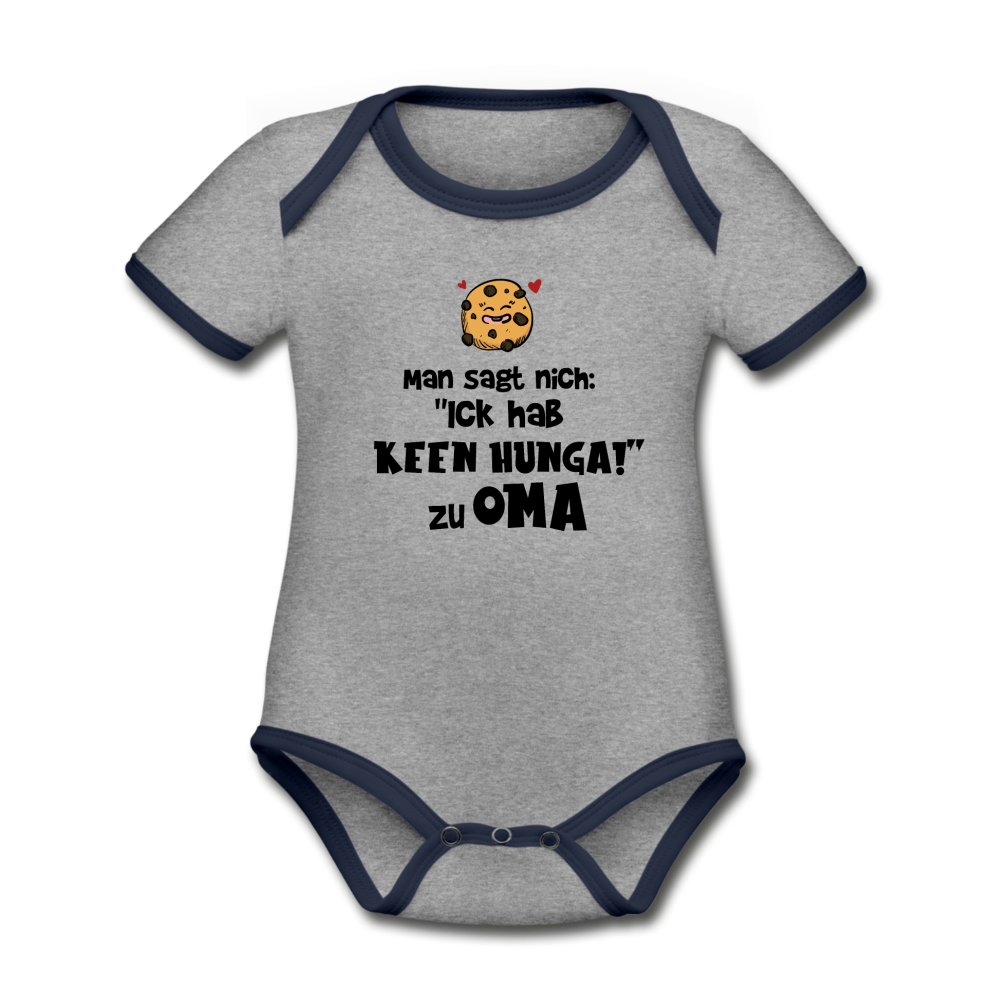 Keen Hunga - Baby Bio-Kurzarm-Kontrastbody - Grau meliert/Navy