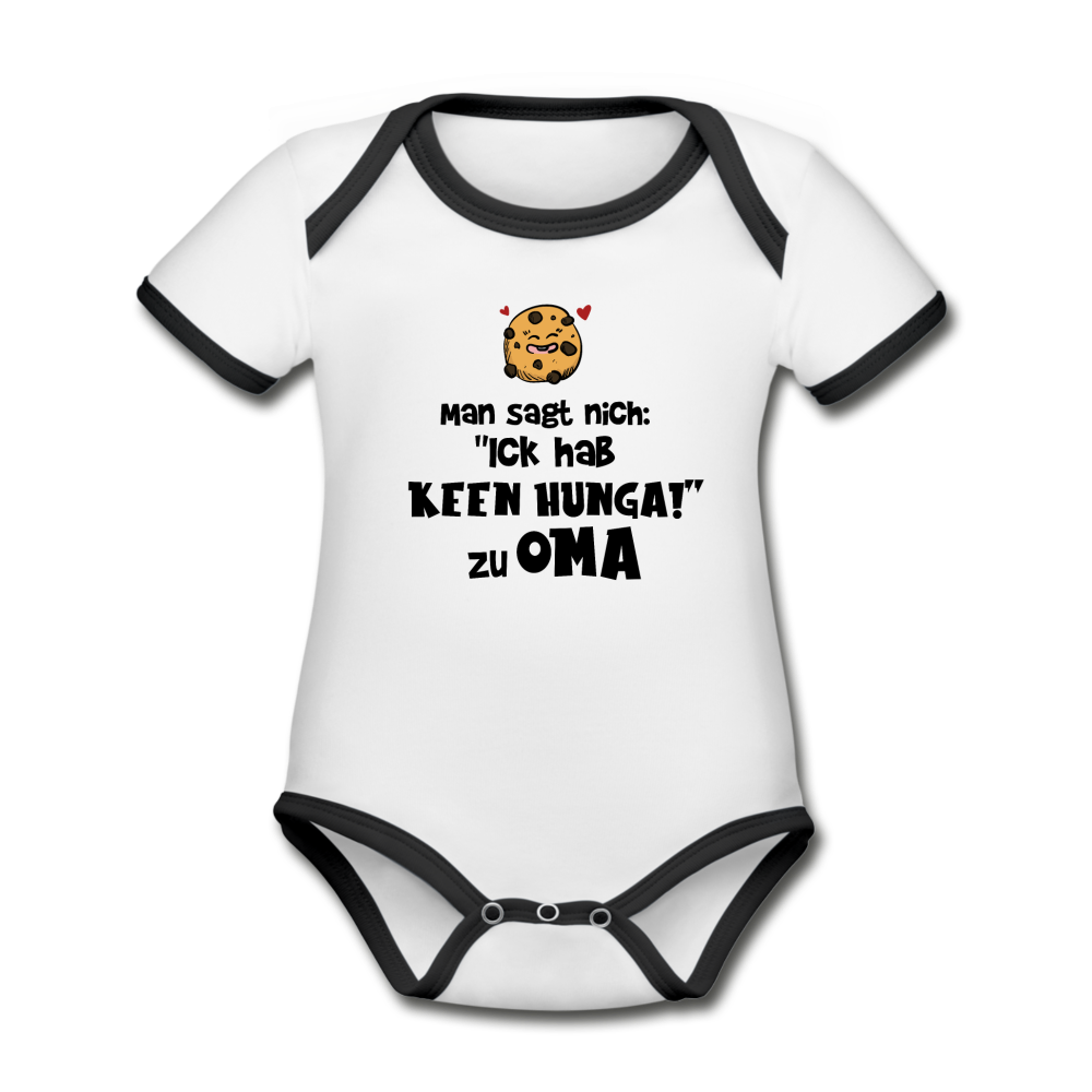 Keen Hunga - Baby Bio-Kurzarm-Kontrastbody - Weiß/Schwarz