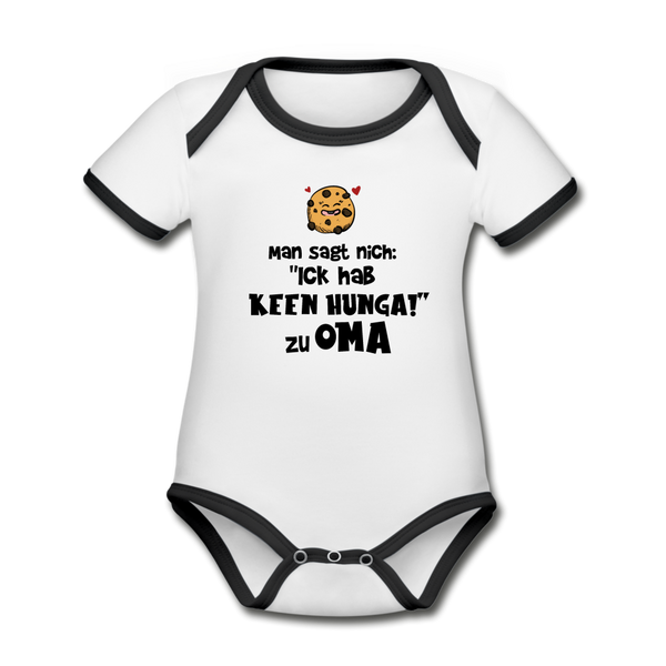 Keen Hunga - Baby Bio-Kurzarm-Kontrastbody - Weiß/Schwarz